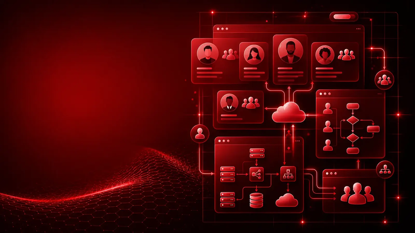 Illustration of people connected through accessible digital interfaces