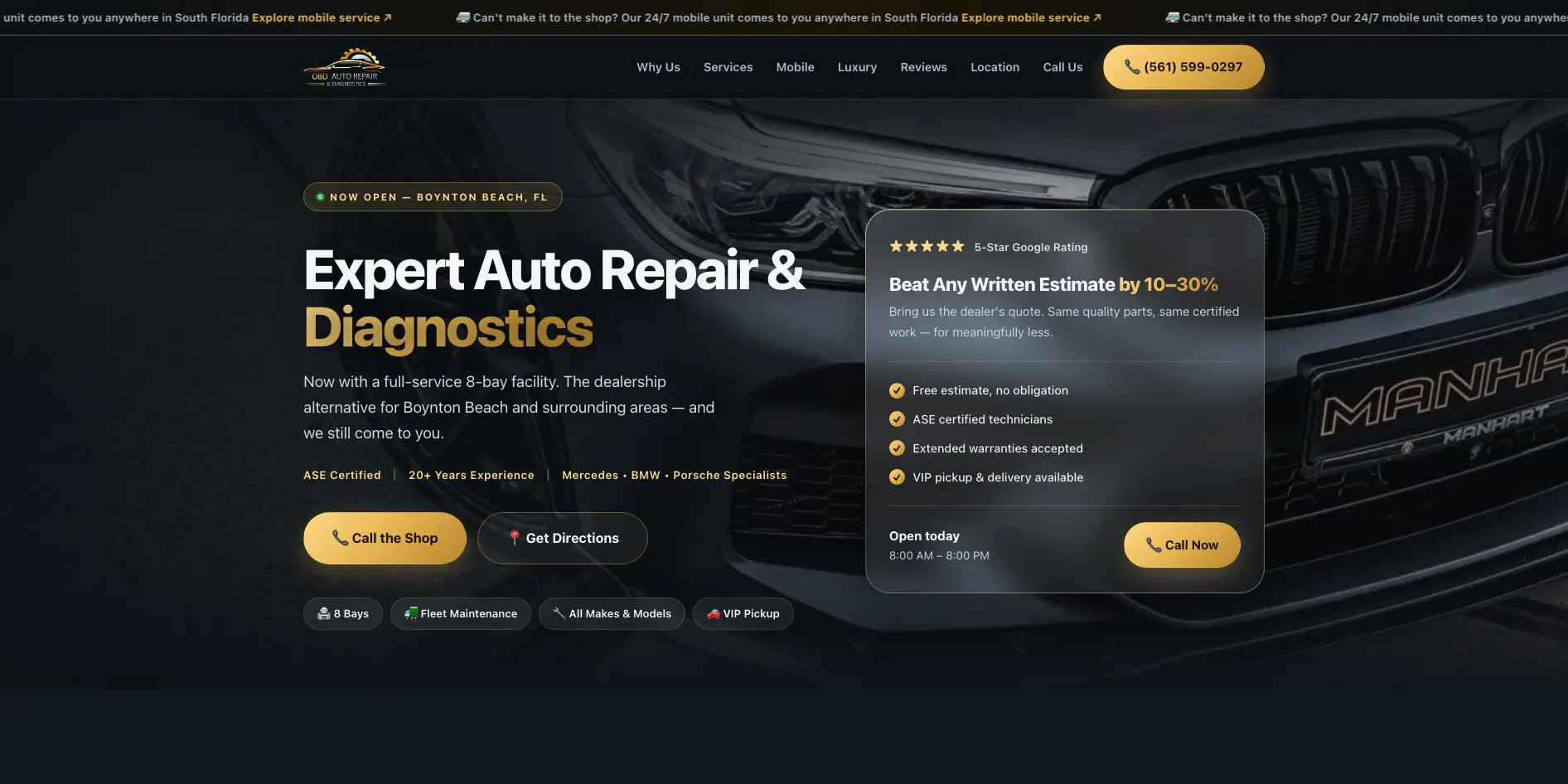 OBD Auto Repair & Diagnostics website