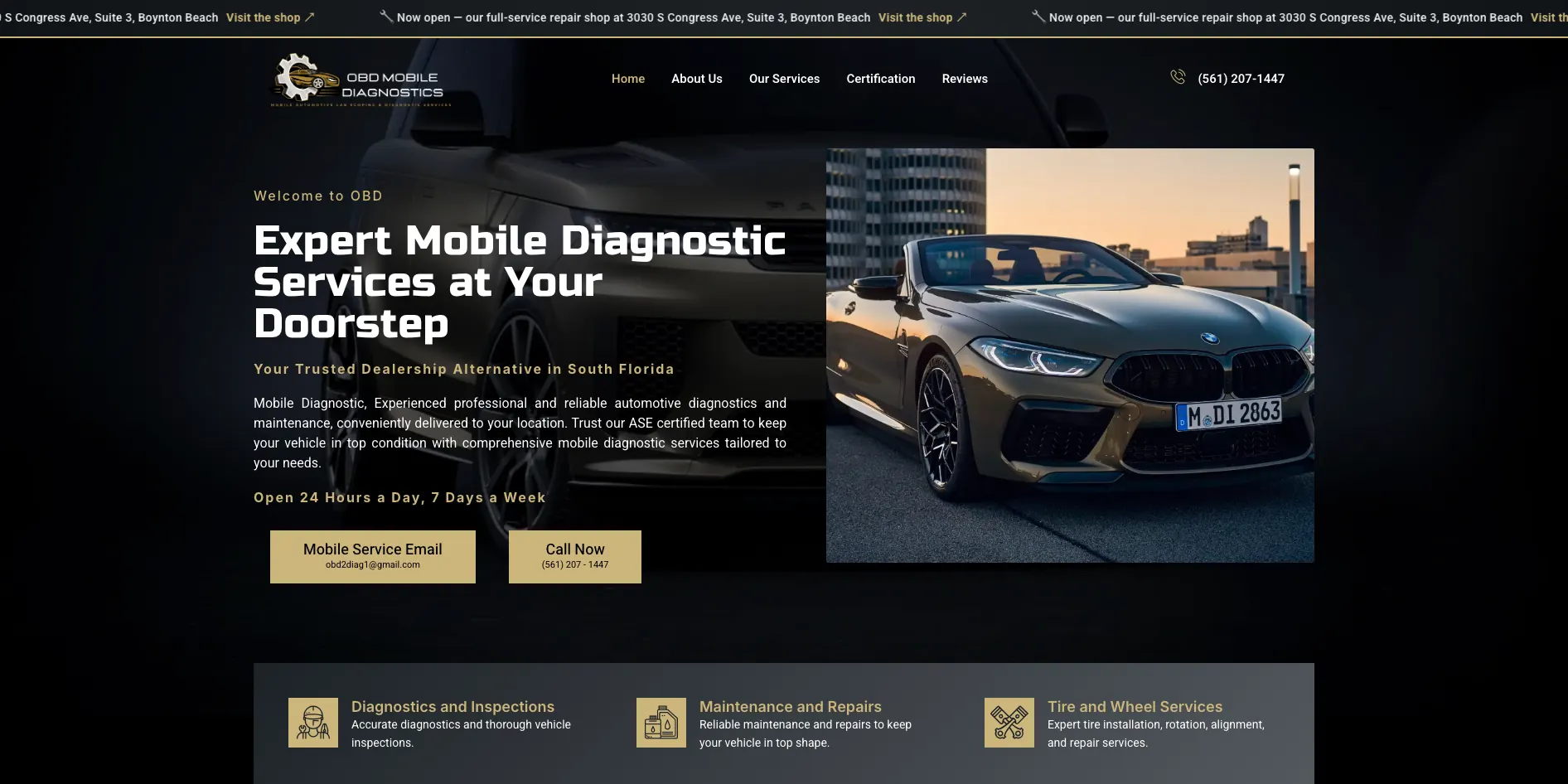 OBD Mobile Diagnostics website