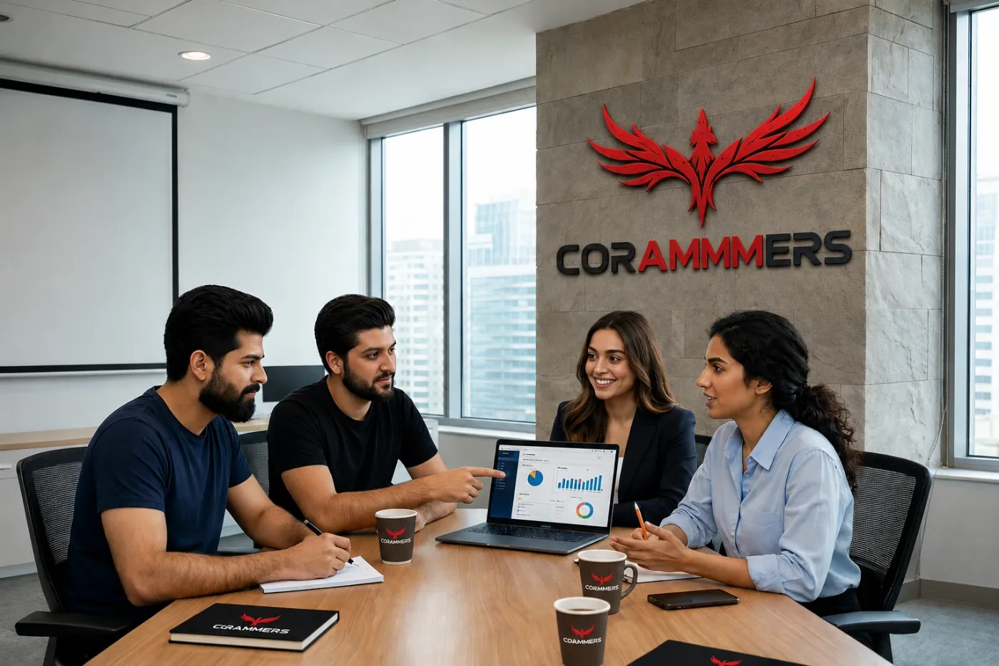 The Corammers team in a meeting